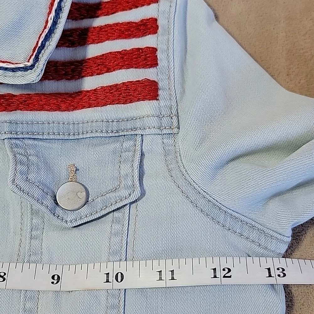 One of a Kind! Children's Place Patriotic Denim Jacket Hand Embroidered Size 5T